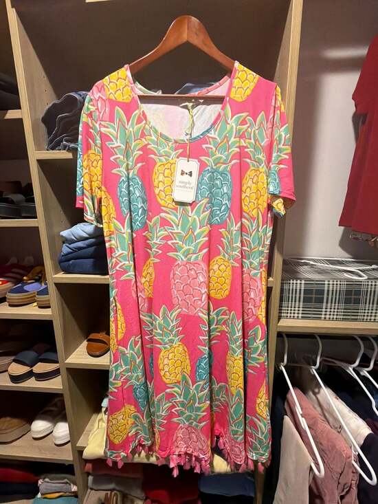 Simply Southern Dresses & Skirts - Simply Southern Charleston Pineapple Print Tassel Hem Short Sleeve Dress
